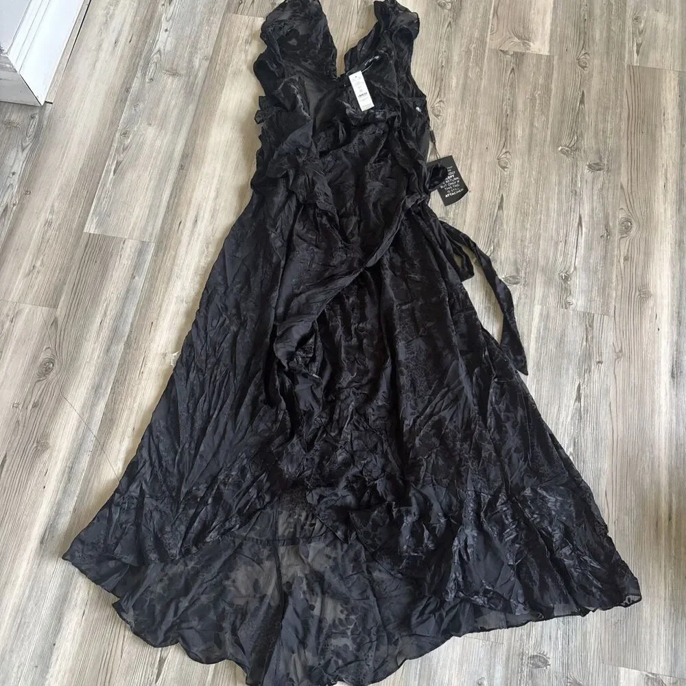 NWT White House Black Market Sleeveless Burnout Wrap Midi Dress Size 14 - Picture 4 of 11